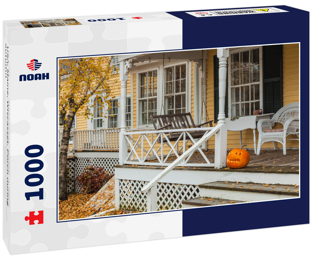 USA, Maine, Wiscasset. Porch during autumn