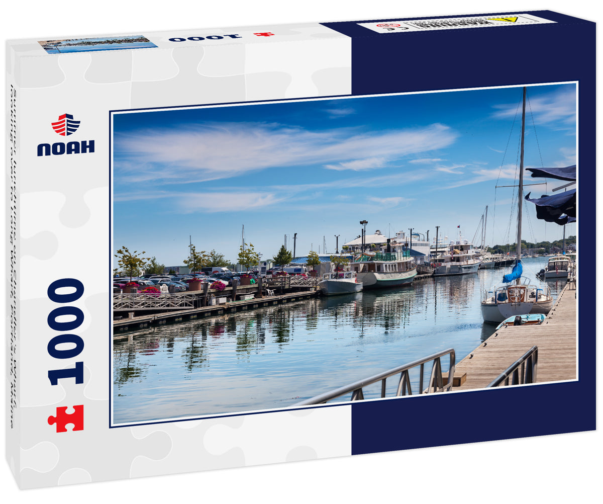 Summer lunchtime on Chandler's Wharf, looking over to Long Wharf, Portland, Maine