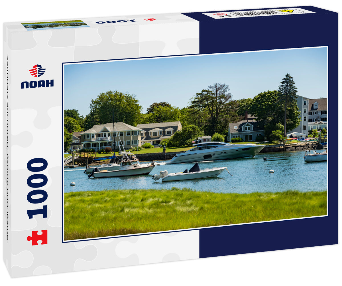 Sailboats anchored, fishing port Maine