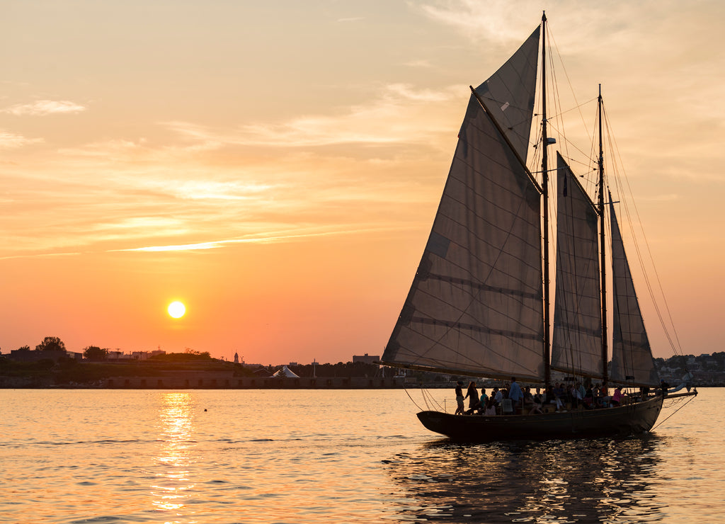 Tall ship in the Casco Bay in Portland, Maine