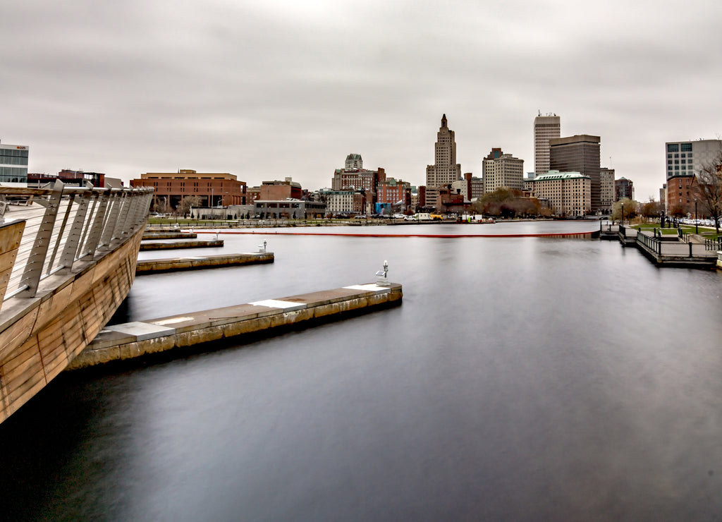 providence rhode island skyline on a cloudy gloomy day