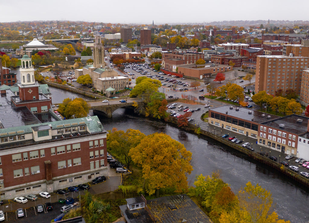 Overcast Skies over the Seekonk River Splitting Pawtucket Rhode Island