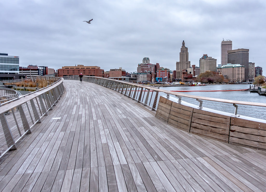 Providence rhode island skyline on a cloudy gloomy day
