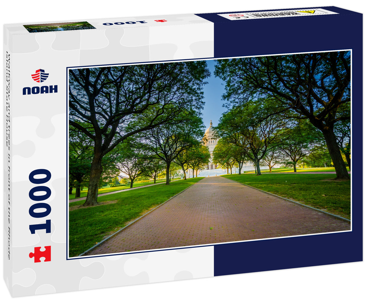 Walkway and trees in front of the Rhode Island State House