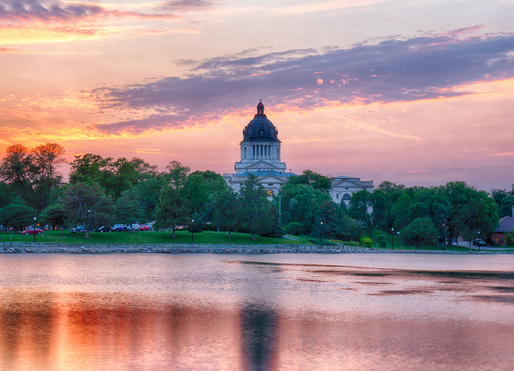 South Dakota Capital Building at Sunset
