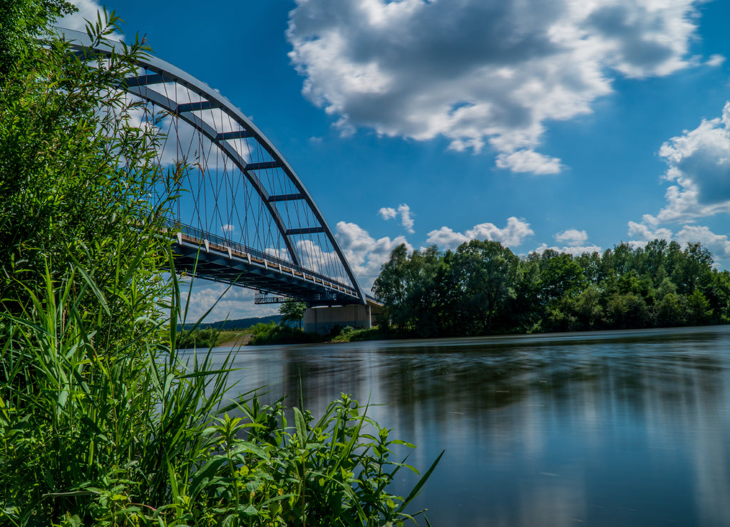 Mesmerizing view of a beautiful Missouri river, a bridge at Leavenworth Kansas
