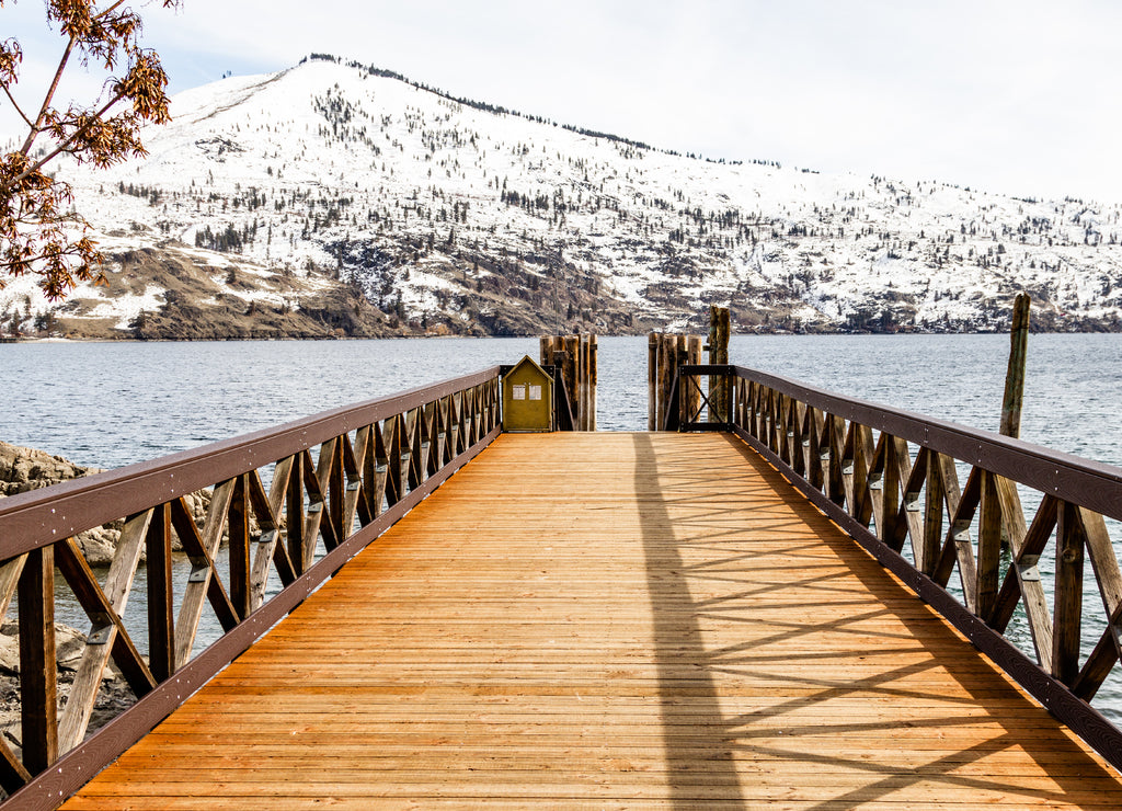 wooden bridge in winter Washington