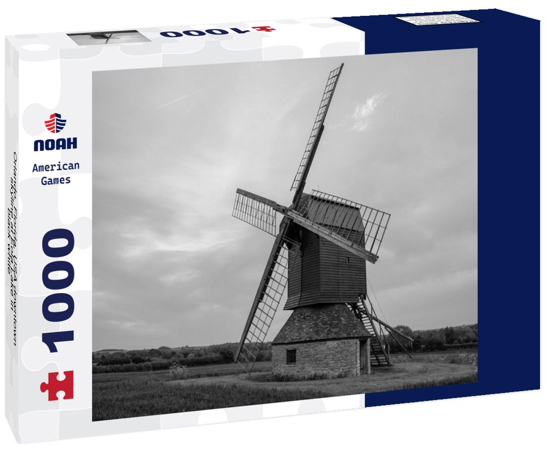 Noah Jigsaw Puzzle Orlando, Florida, USA downtown skyline at Eola Lake in black white 1000 pieces