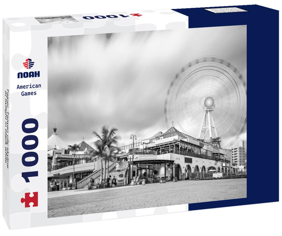 Noah Jigsaw Puzzle Taipei, Taiwan city skyline at twilight in black white 1000 pieces