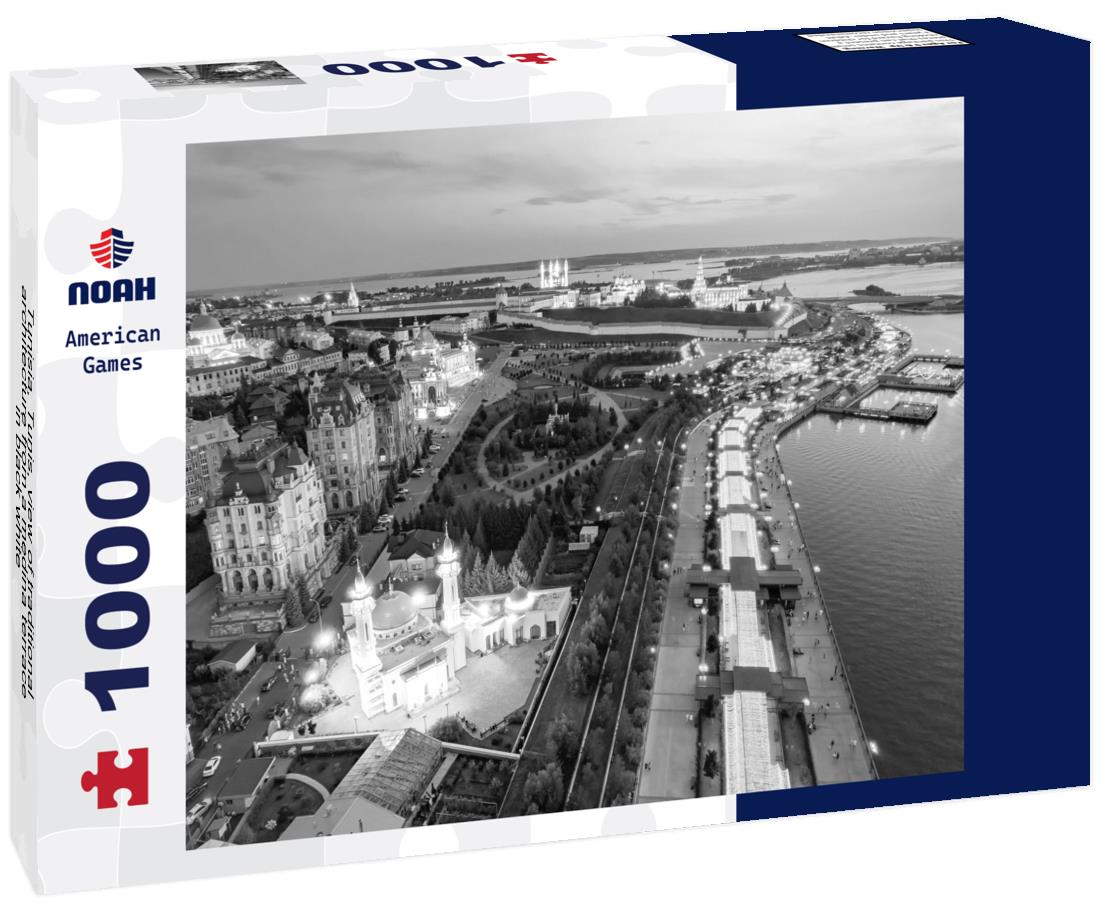 Noah Jigsaw Puzzle Tunisia, Tunis, view of traditional architecture from a medina terrace in black white 1000 pieces