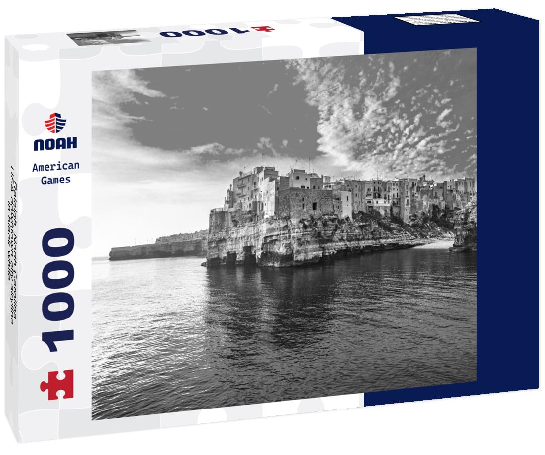 Noah Jigsaw Puzzle Raleigh, North Carolina, USA downtown city skyline in black white 1000 pieces