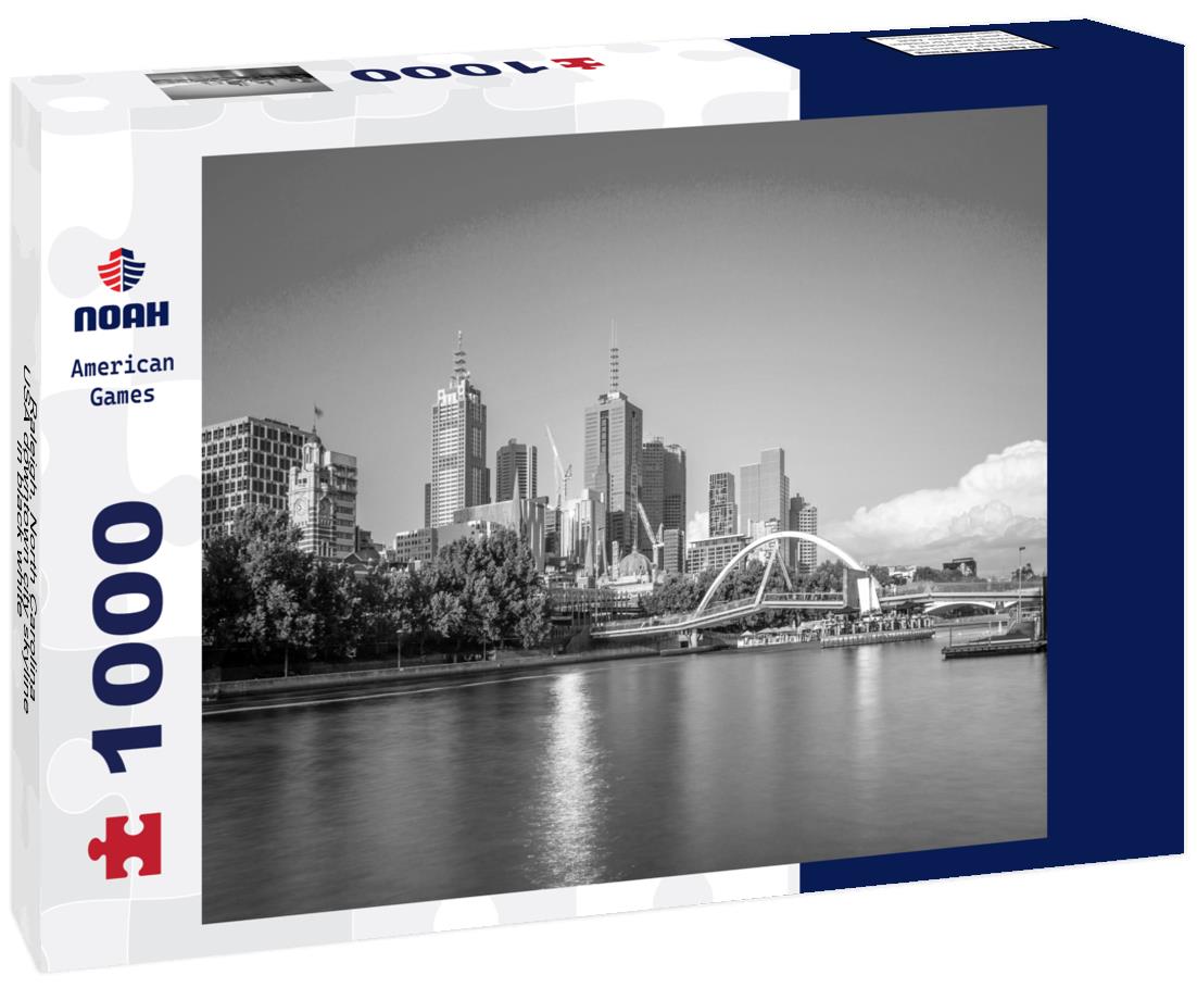 Noah Jigsaw Puzzle Raleigh, North Carolina, USA downtown city skyline in black white 1000 pieces