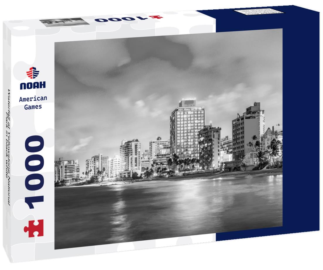 Noah Jigsaw Puzzle Waterfall at Yellowstone National Park in black white 1000 pieces