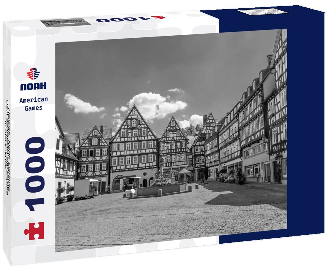 Noah Jigsaw Puzzle Raleigh, North Carolina, USA downtown city skyline in black white 1000 pieces