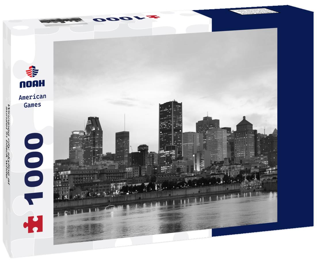 Noah Jigsaw Puzzle Winnipeg city skyline at sunset in black white 1000 pieces