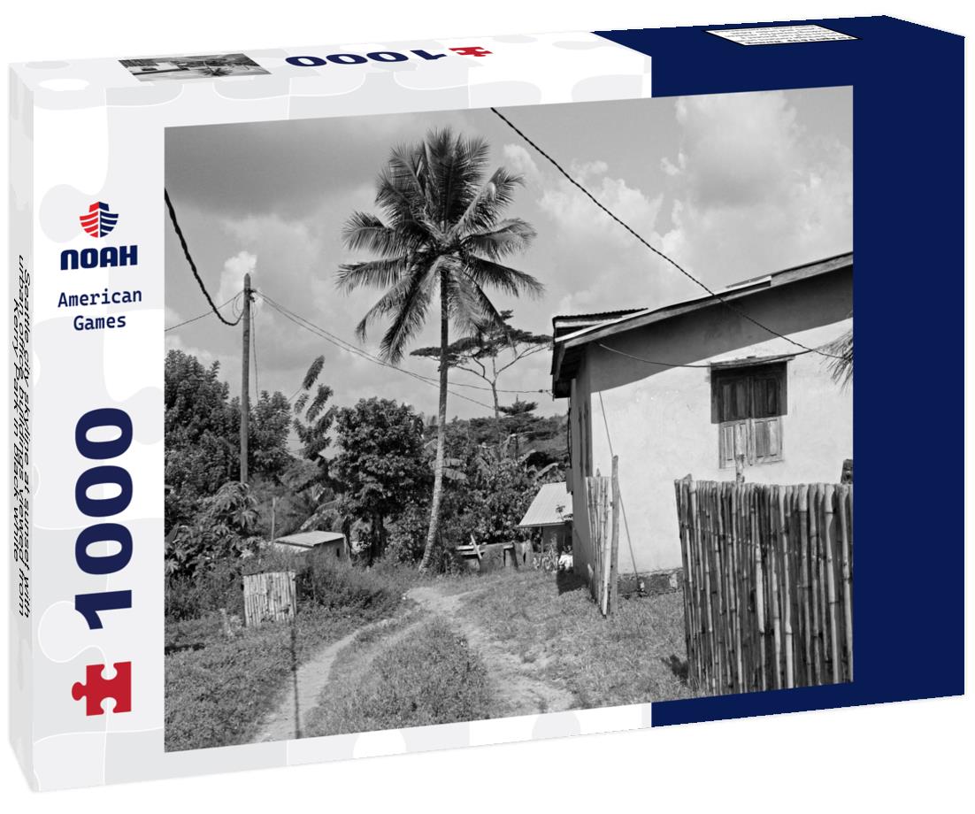 Noah Jigsaw Puzzle Seattle city skyline at sunset with urban office buildings viewed from Kerry Park in black white 1000 pieces