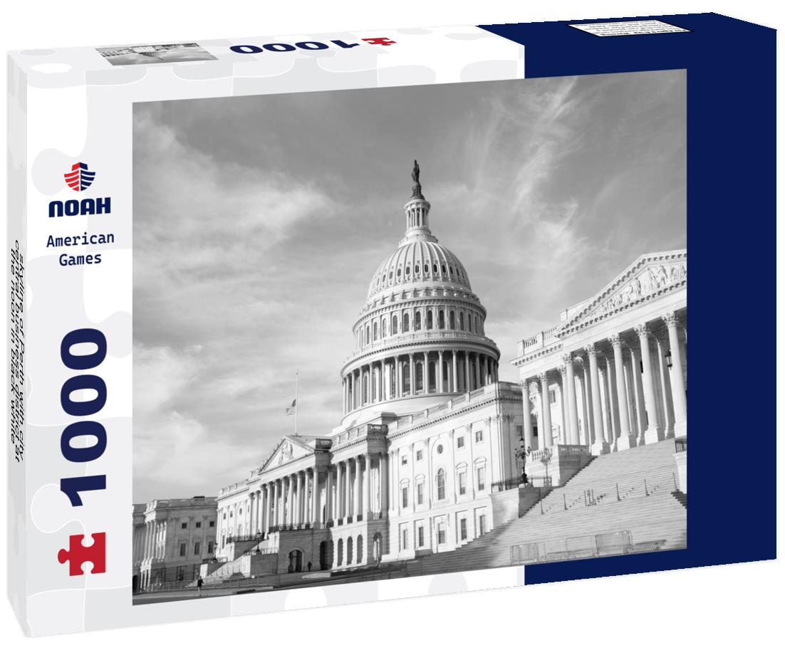 Noah Jigsaw Puzzle skyline of Perth with city central business district at the noon in black white 1000 pieces