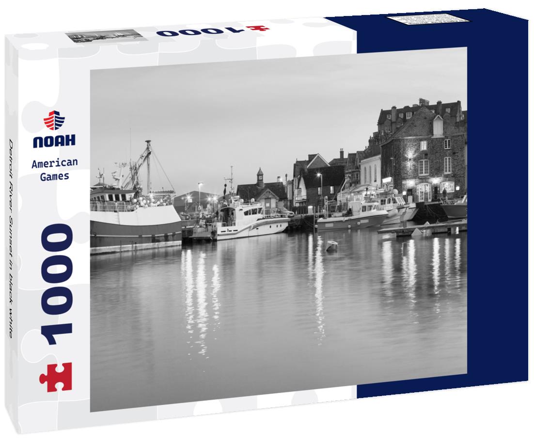 Noah Jigsaw Puzzle Detroit River Sunset in black white 1000 pieces