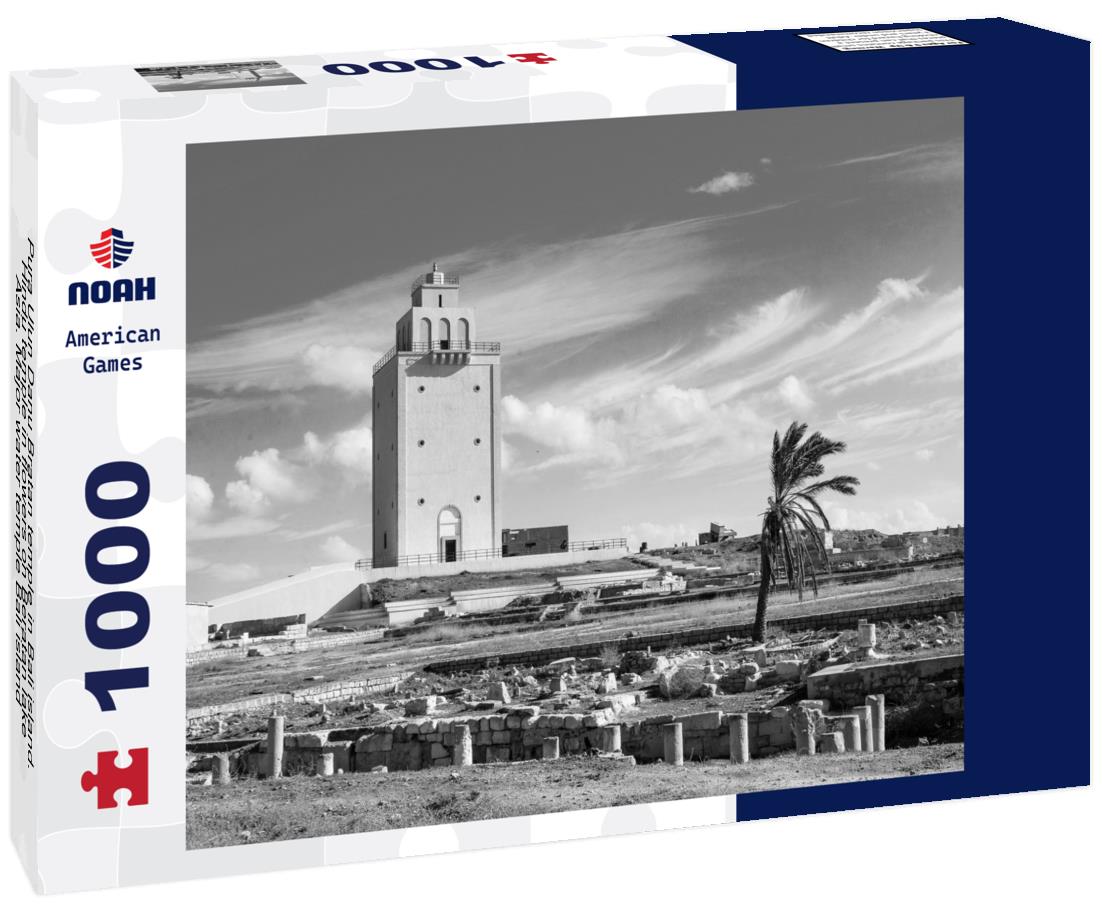 Noah Jigsaw Puzzle Pura Ulun Danu Bratan temple in Bali island. Hindu temple in flowers on Beratan lake, Asia. Major water temple Bali island, Indonesia. Hindu water temple - culture symbol of Indonesia, Asia landscape in black white 1000 pieces