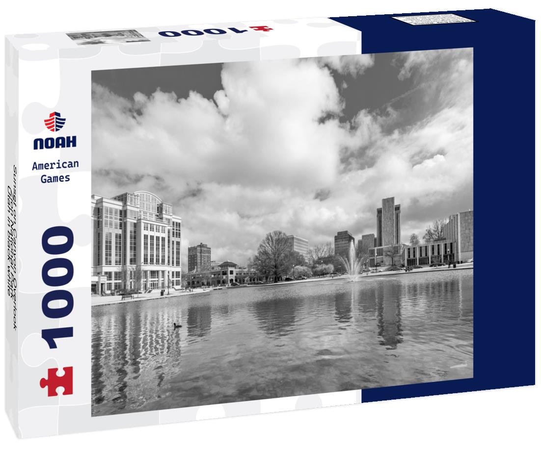 Noah Jigsaw Puzzle Sunset on Canyon Overlook, Zion National Park, Utah in black white 1000 pieces