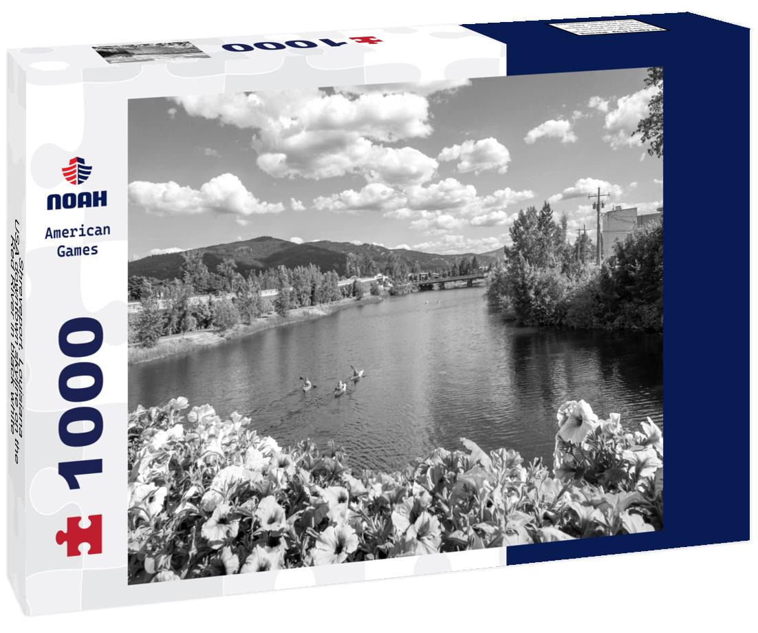 Noah Jigsaw Puzzle Shreveport, Louisiana, USA downtown skyline on the Red River in black white 1000 pieces