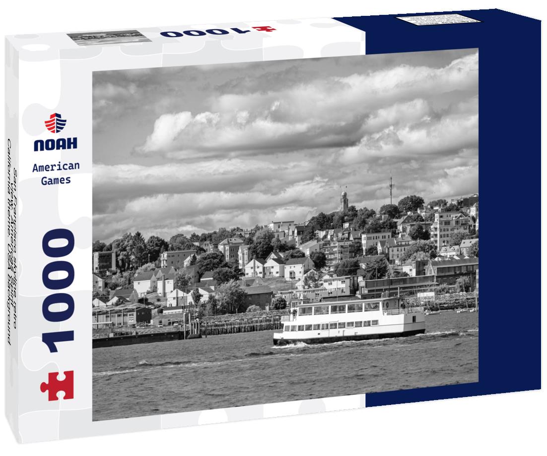 Noah Jigsaw Puzzle San Francisco skyline retro view. Americas Spirit - California theme. USA background in black white 1000 pieces