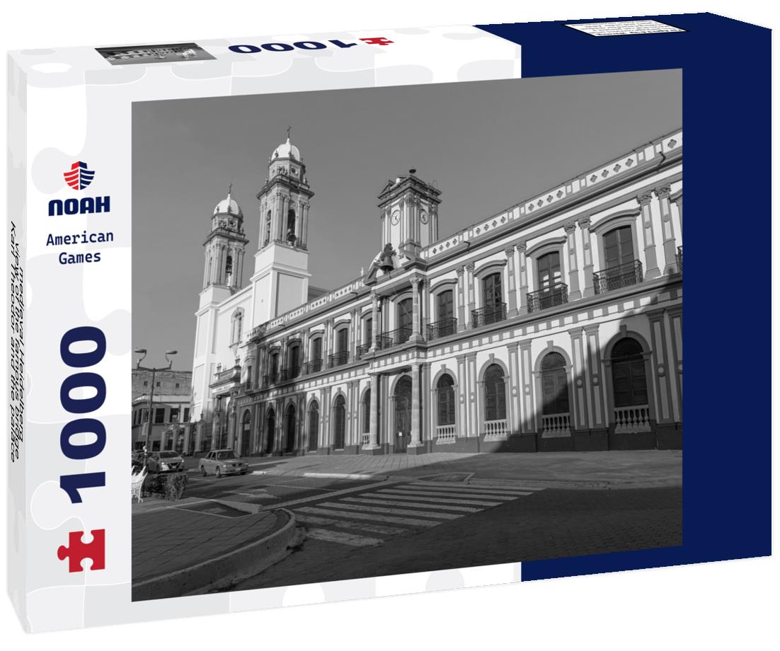 Noah Jigsaw Puzzle medieval Heidelberg - view of the famous bridge Karl Theodor and the palace in black white 1000 pieces