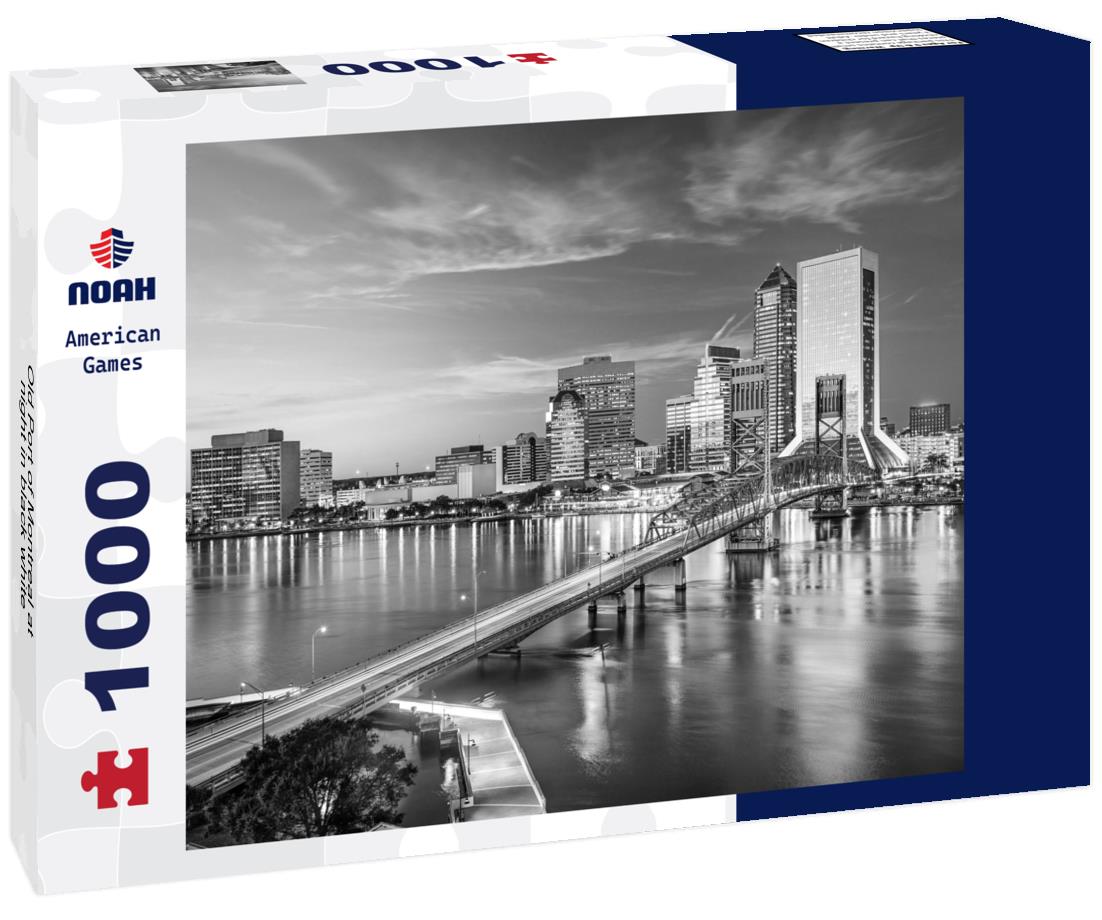 Noah Jigsaw Puzzle Old Port of Montreal at night in black white 1000 pieces