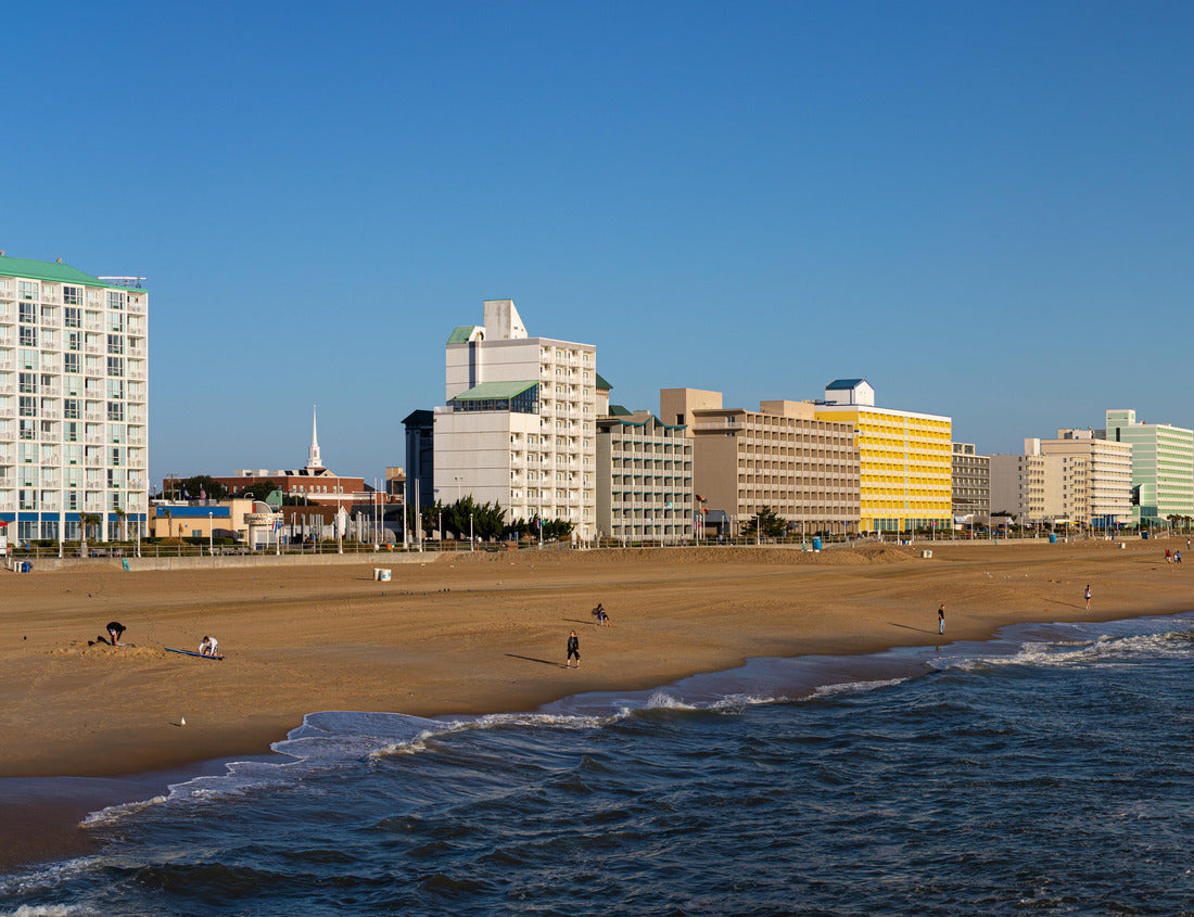 Noah Jigsaw Puzzle Virginia Beach, city in the state of Virginia, at the Atlantic coast, United States of America, during clear sky, and surfers enjoying the waves 1000 pieces