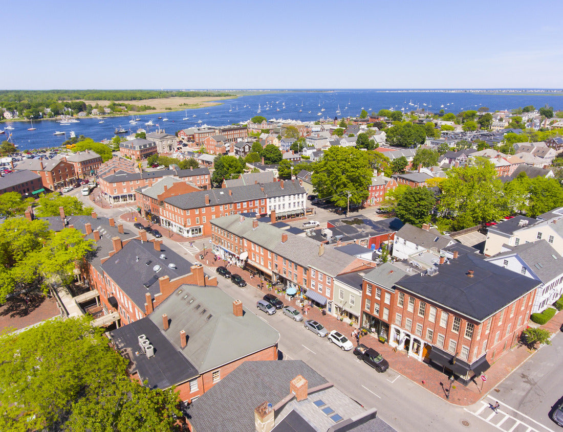 Noah Jigsaw Puzzle Newburyport historic downtown including State Street and Market Square with Merrimack River at the background aerial view, Newburyport, Massachusetts, MA 1000 pieces