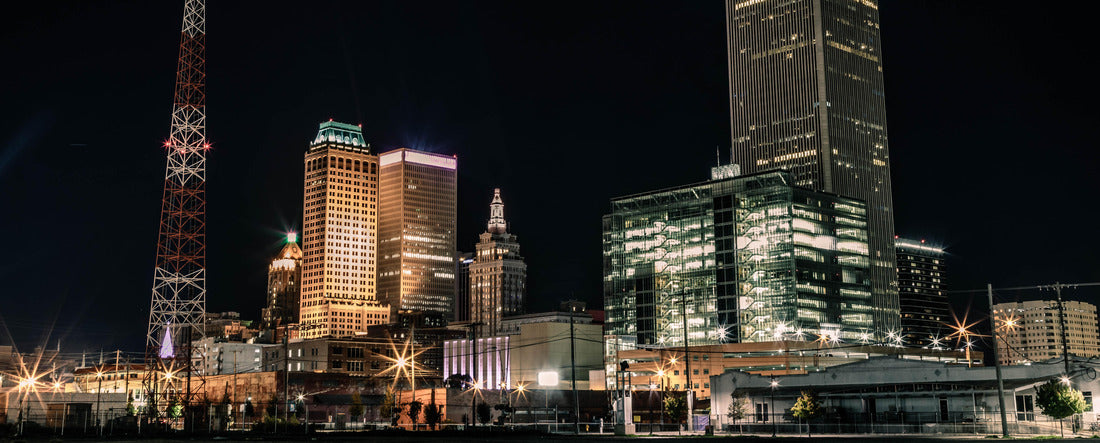 Noah Jigsaw Puzzle Downtown Tulsa at Night panorama 2000 pieces
