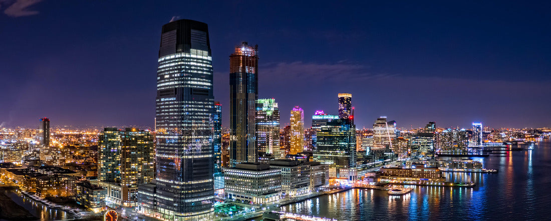 Jersey City skyline at night 2000pc Panoramic Puzzle