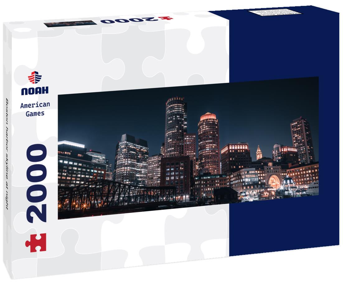 Boston harbor skyline at night 2000pc Panoramic Puzzle