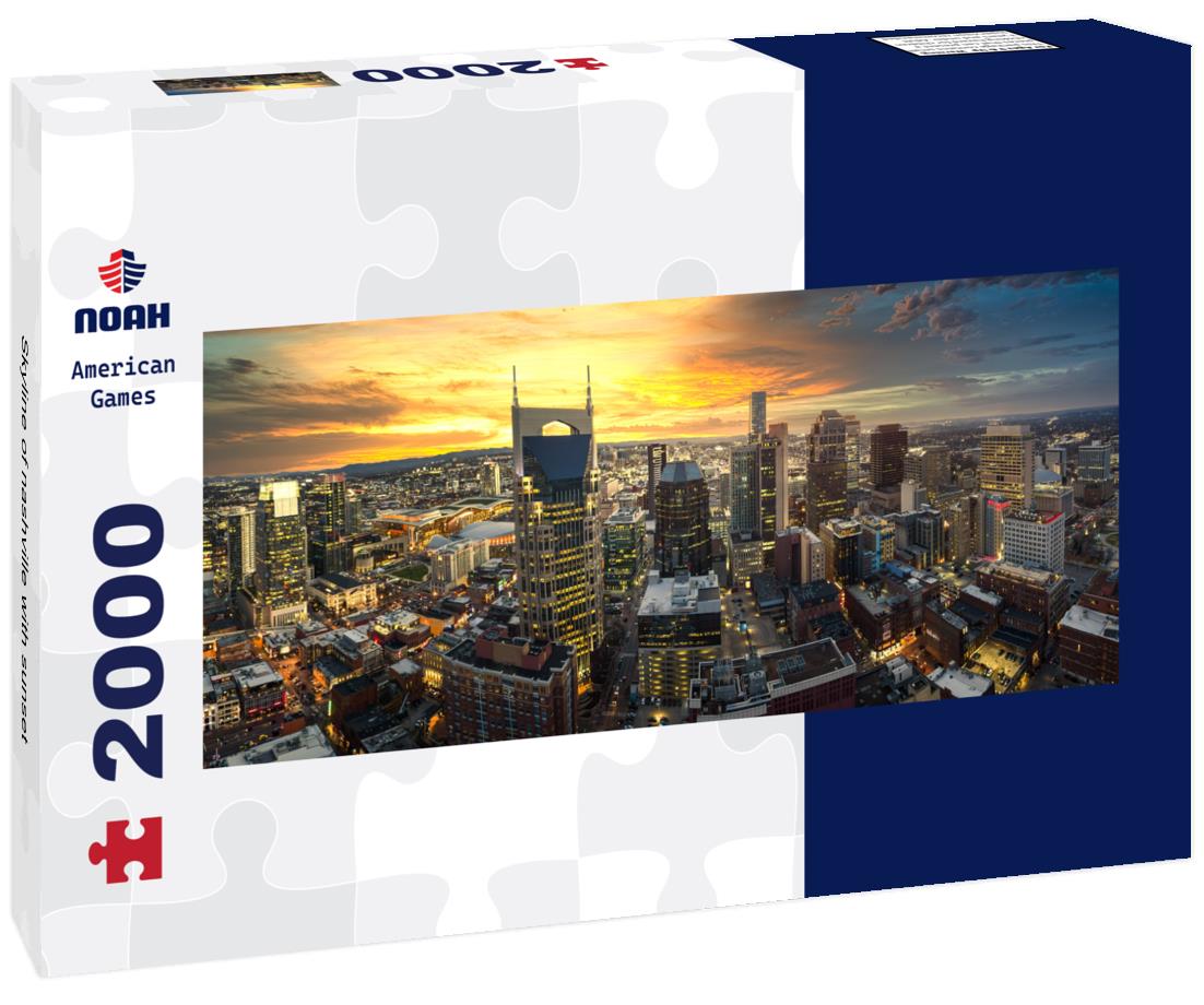 Skyline of nashville with sunset 2000pc Panoramic Puzzle