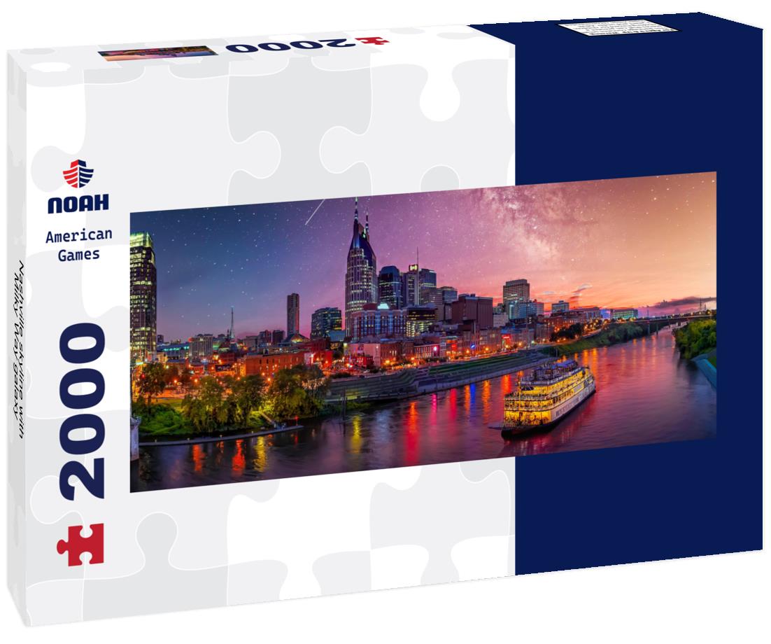 Nashville skyline with Milky Way galaxy 2000pc Panoramic Puzzle