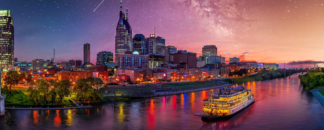 Nashville skyline with Milky Way galaxy 2000pc Panoramic Puzzle