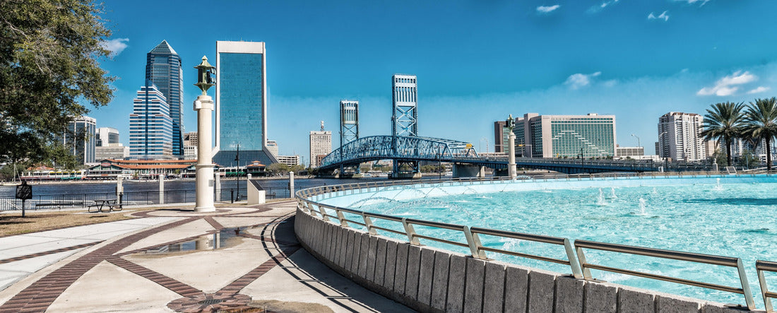 Jacksonville skyline and fountain, Florida 2000pc Panoramic Puzzle