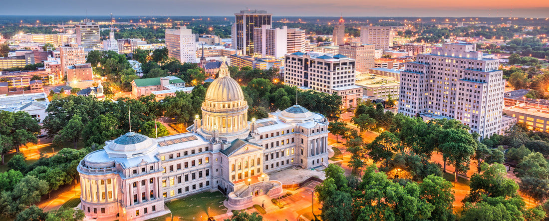 Jackson, Mississippi, USA Cityscape at dusk 2000pc Panoramic Puzzle