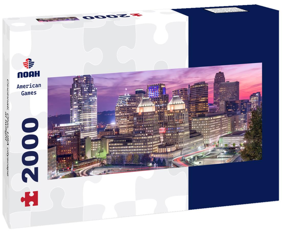 Cincinnati, Ohio, USA cityscape at twilight 2000pc Panoramic Puzzle