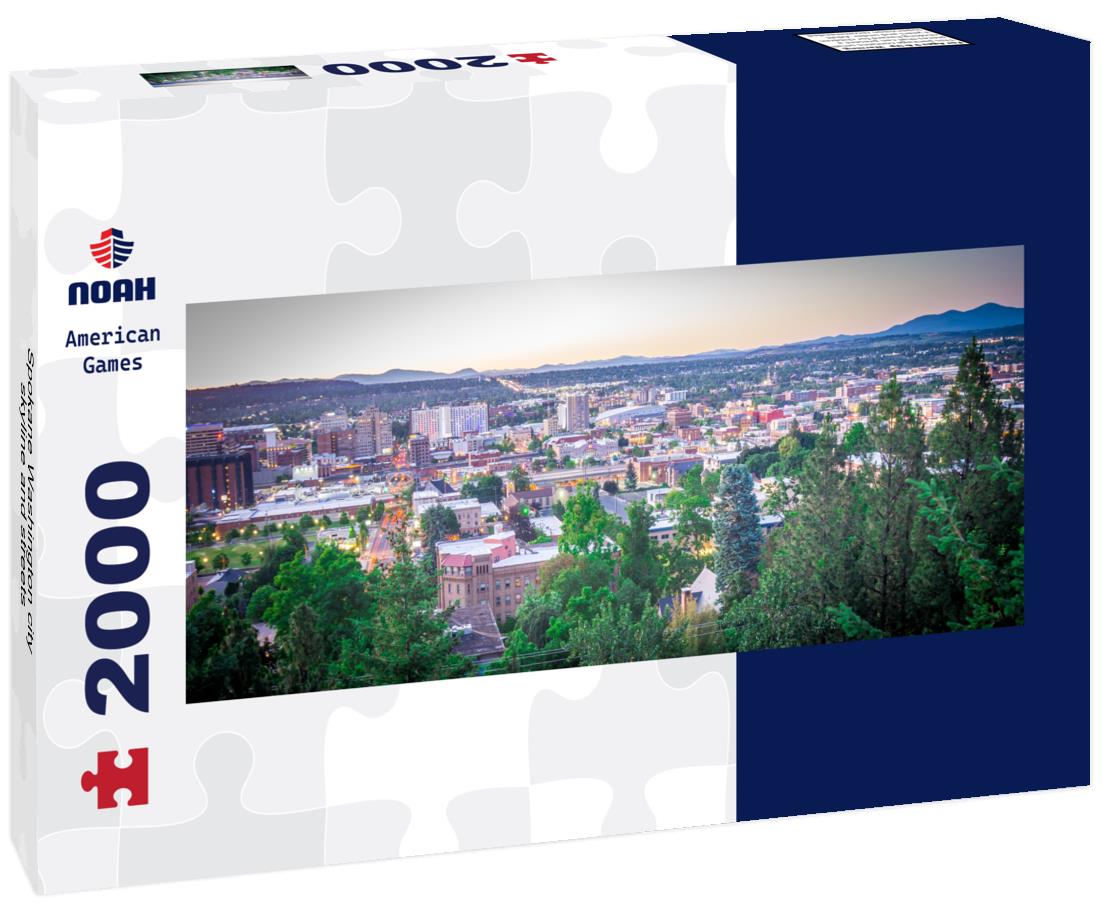 Spokane Washington city skyline and streets 2000pc Panoramic Puzzle
