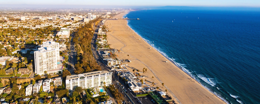 Aerial view of the beach in Santa Monica, CA 2000pc Panoramic Puzzle