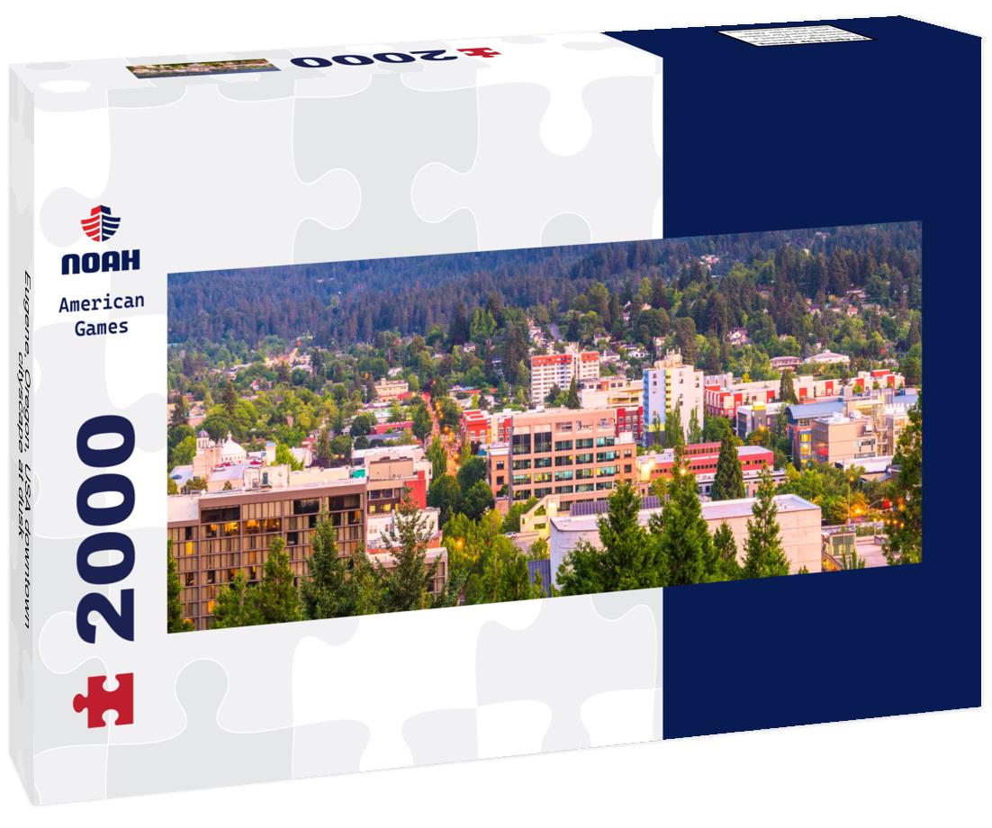 Eugene, Oregon, USA downtown cityscape at dusk 2000pc Panoramic Puzzle