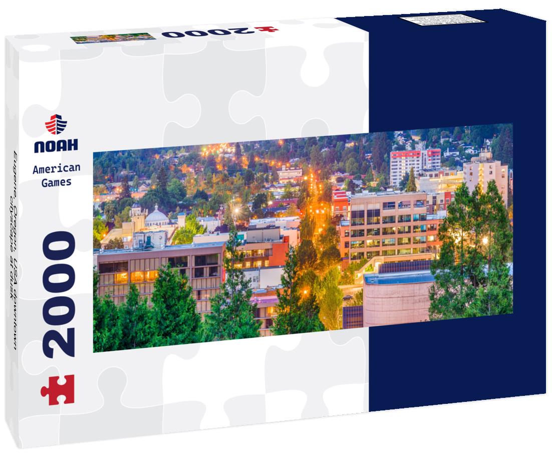 Eugene, Oregon, USA downtown cityscape at dusk 2000pc Panoramic Puzzle