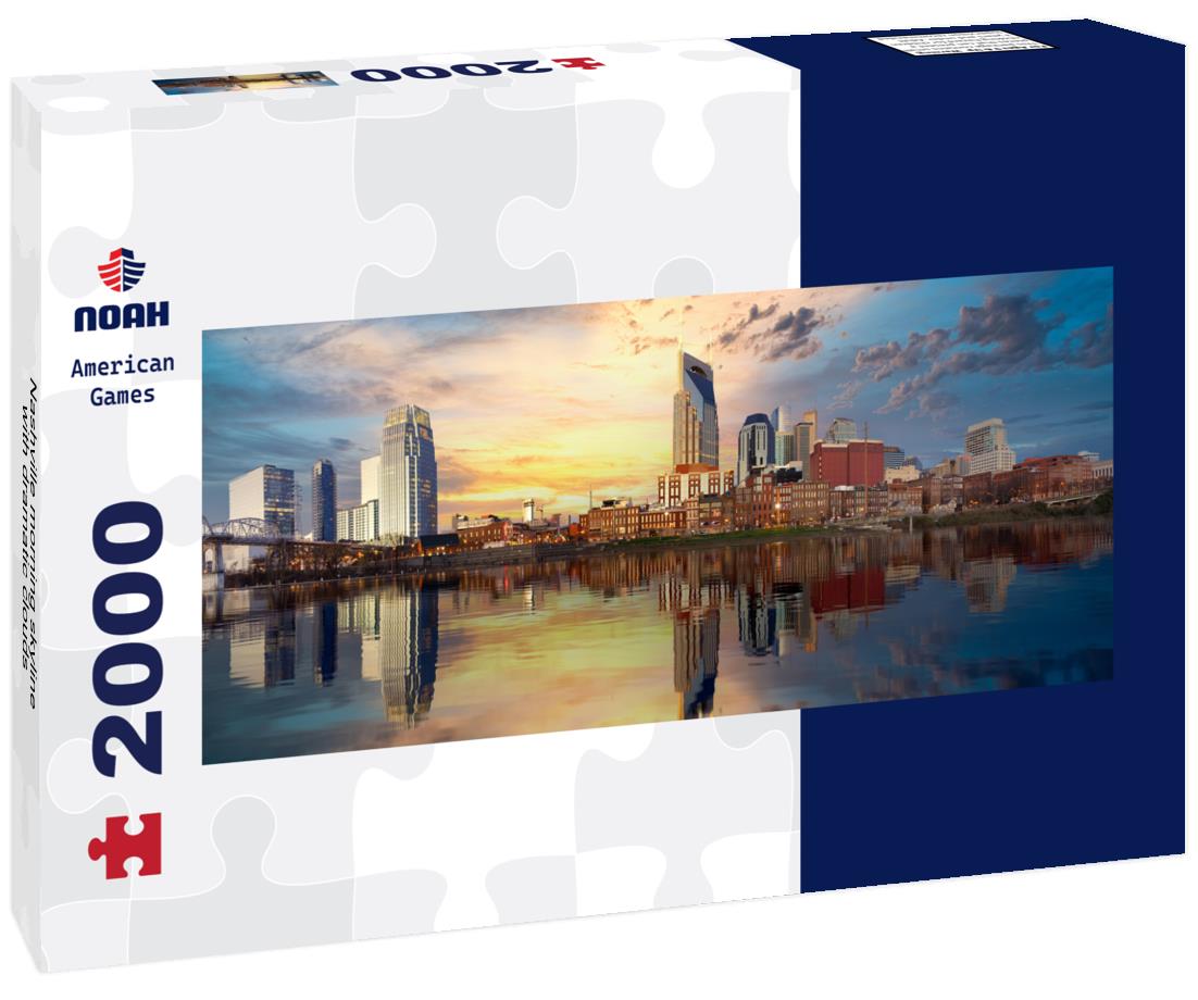 Nashville morning skyline with dramatic clouds 2000pc Panoramic Puzzle
