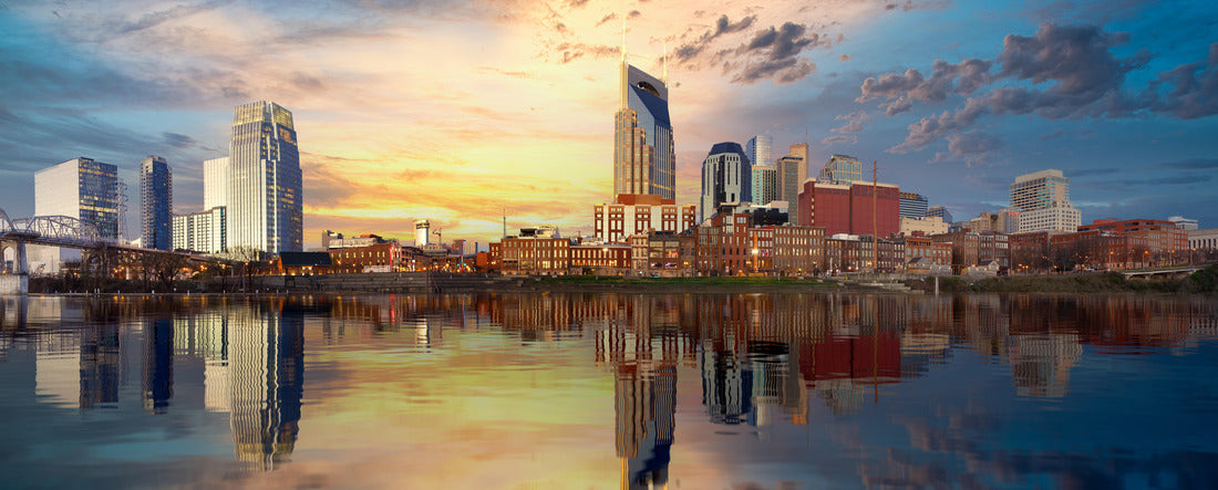 Nashville morning skyline with dramatic clouds 2000pc Panoramic Puzzle