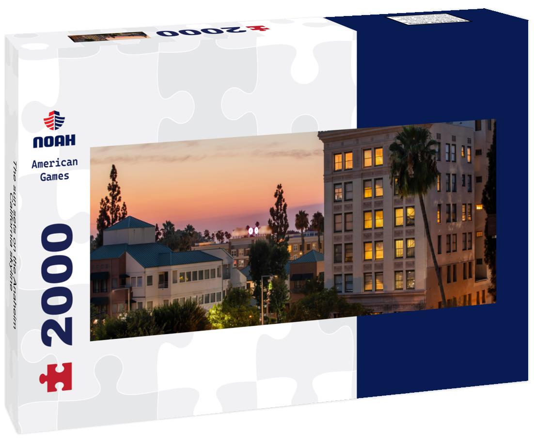 The sun sets on the Anaheim, California skyline 2000pc Panoramic Puzzle
