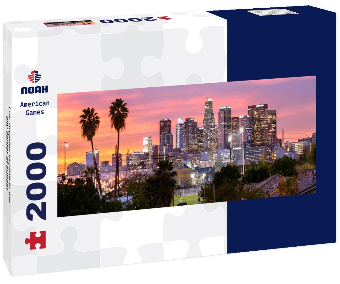 Los Angeles skyline in the city center at sunset 2000pc Panoramic Puzzle