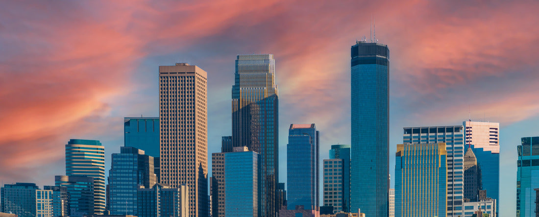 Sunset Sky Downtown Minneapolis Skyline 2000pc Panoramic Puzzle