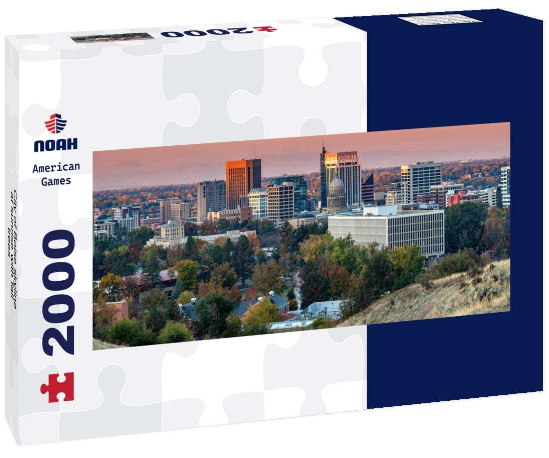 City of Boise skyline at sunrise with fall trees 2000pc Panoramic Puzzle