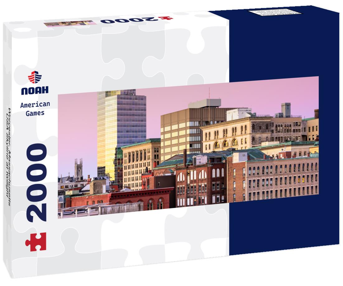 Worcester, Massachusetts, USA Skyline at twilight 2000pc Panoramic Puzzle